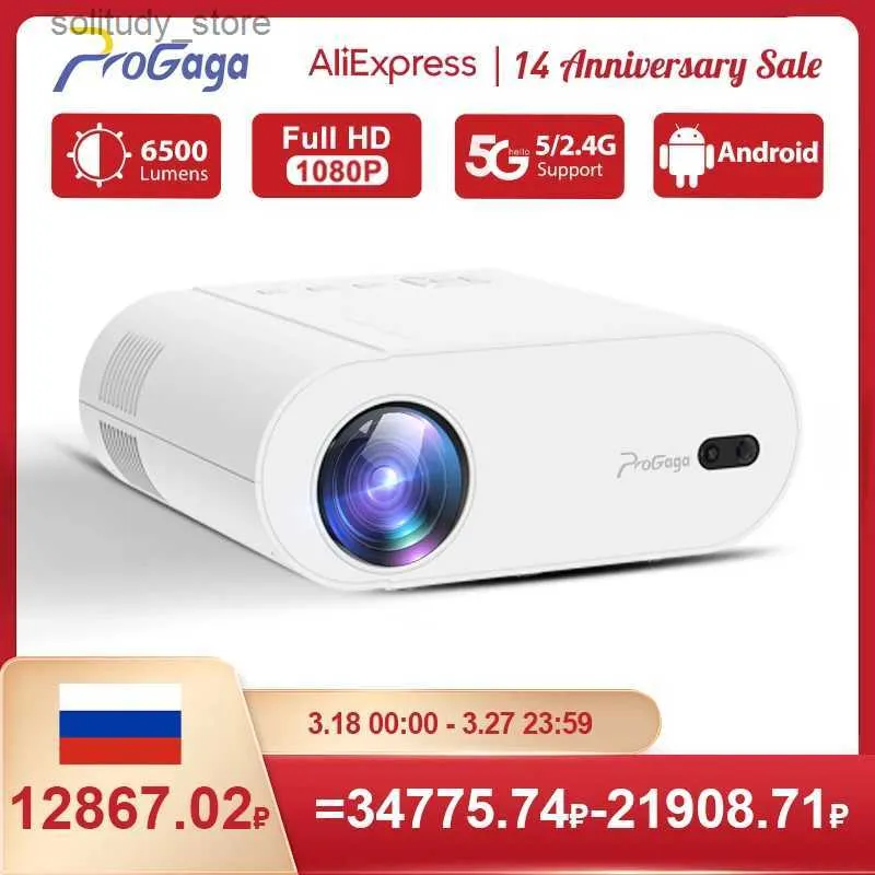 Autres accessoires de projecteur Progaga PG510W Projecteur portable Android 11.0 Real 1080p Full HD 120 pouces 6500 Lumens WiFi prend en charge 2k 4K Home Projecteur Beam Q240322