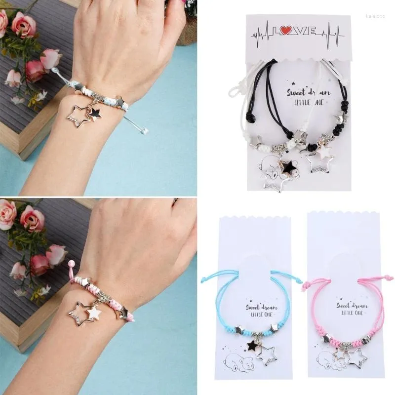 Charm Armband 2st Par Set Trendy Matching Bangle Fashionable Harajuku Style Wrist Chain Jewelry Gift till honom och henne