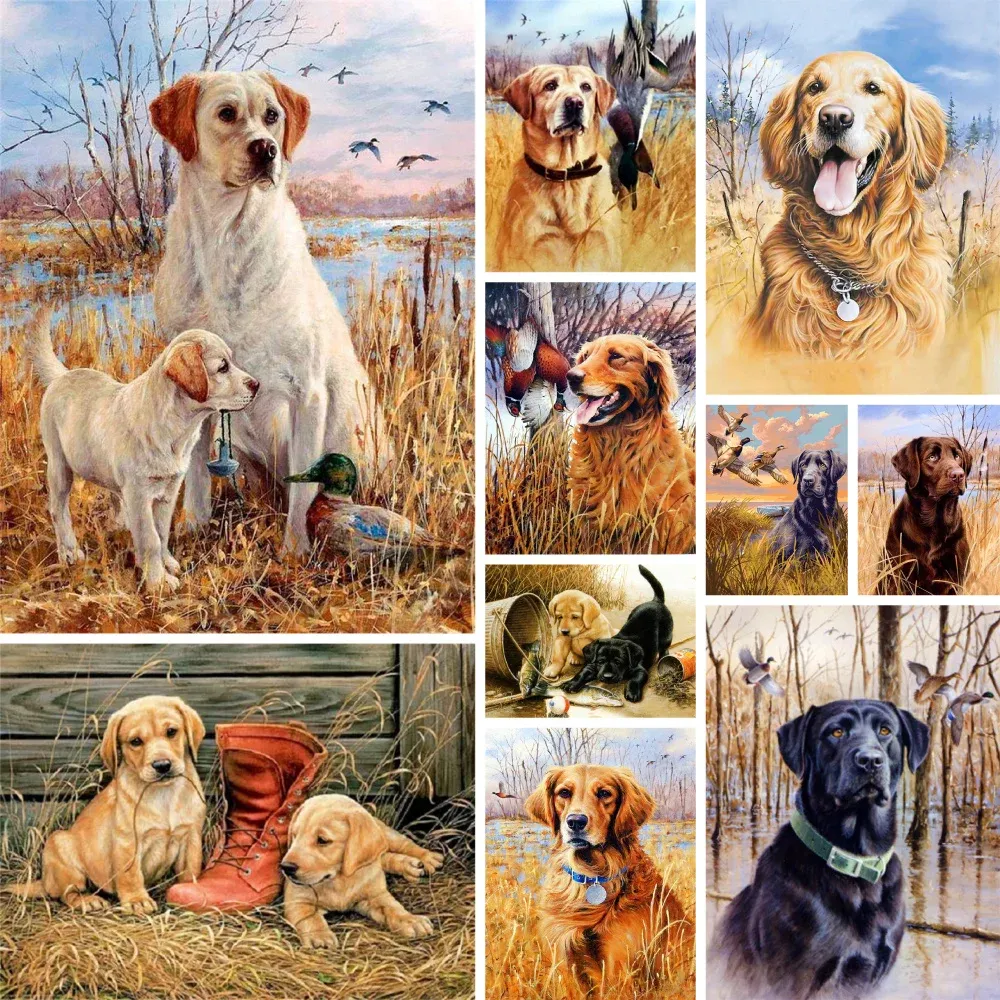 数字による動物犬のラブラドール絵画キットアクリルペイント