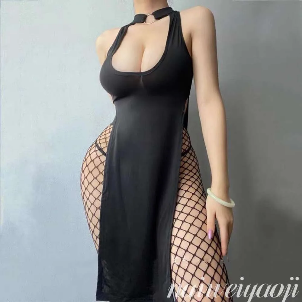 Pijamas divertidos de gran tamaño para niña gorda Vestido largo con abertura larga sexy Conjunto de uniforme de pijama de verano Qipao 200 libras 339709