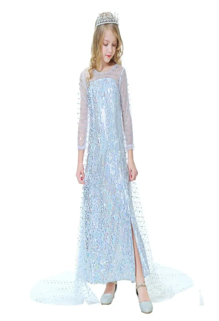 Vêtements de marque de luxe pour enfants au détail robes de filles robe de princesse à paillettes reine des neiges avec cape longue robe de soirée vêtements pour enfants 1050067