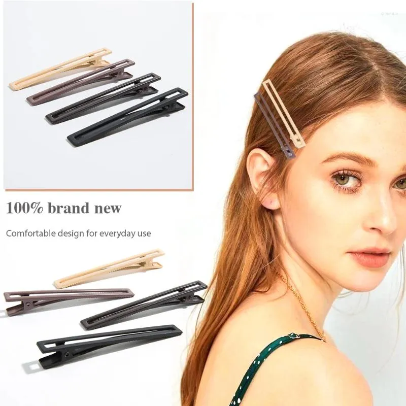 Accessoires de cheveux 4pcs épingles en métal antidérapantes clips de coiffure rectangulaires couleur nue mate pour femmes minces et épaisses filles