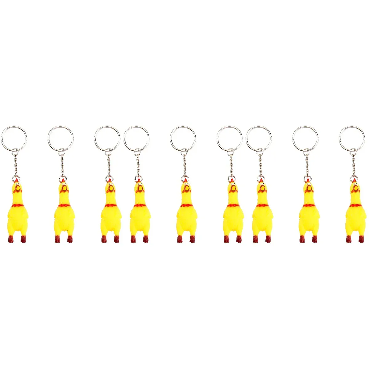 Giocattoli 9PCS Spremere Urlando Portachiavi di Pollo Divertente Giallo Cigolio Ciondolo di Pollo Per Chiavi Borse Telefoni Mini Urlando di Pollo