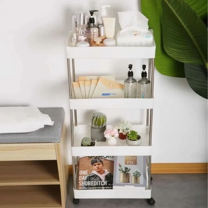 Racks Mobile Storage Racks Cart Large Capacity Multilayer Storage Shelves for Kitchens and Bathrooms Roller Design Gap Organizers