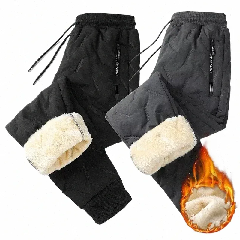 winter Lambswool Warm Thicken Sweatpants Men Fi Joggers Water Proof Casual Pants Men Plus Fleece OverSize Trousers G1Fa#