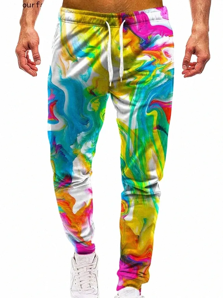Couleurs Mix Peinture Pantalons de survêtement 3D All Over Print Pantalons de jogging pleine longueur Hipster Fi Casual Streetwear Hommes Vêtements unisexes 06XD #