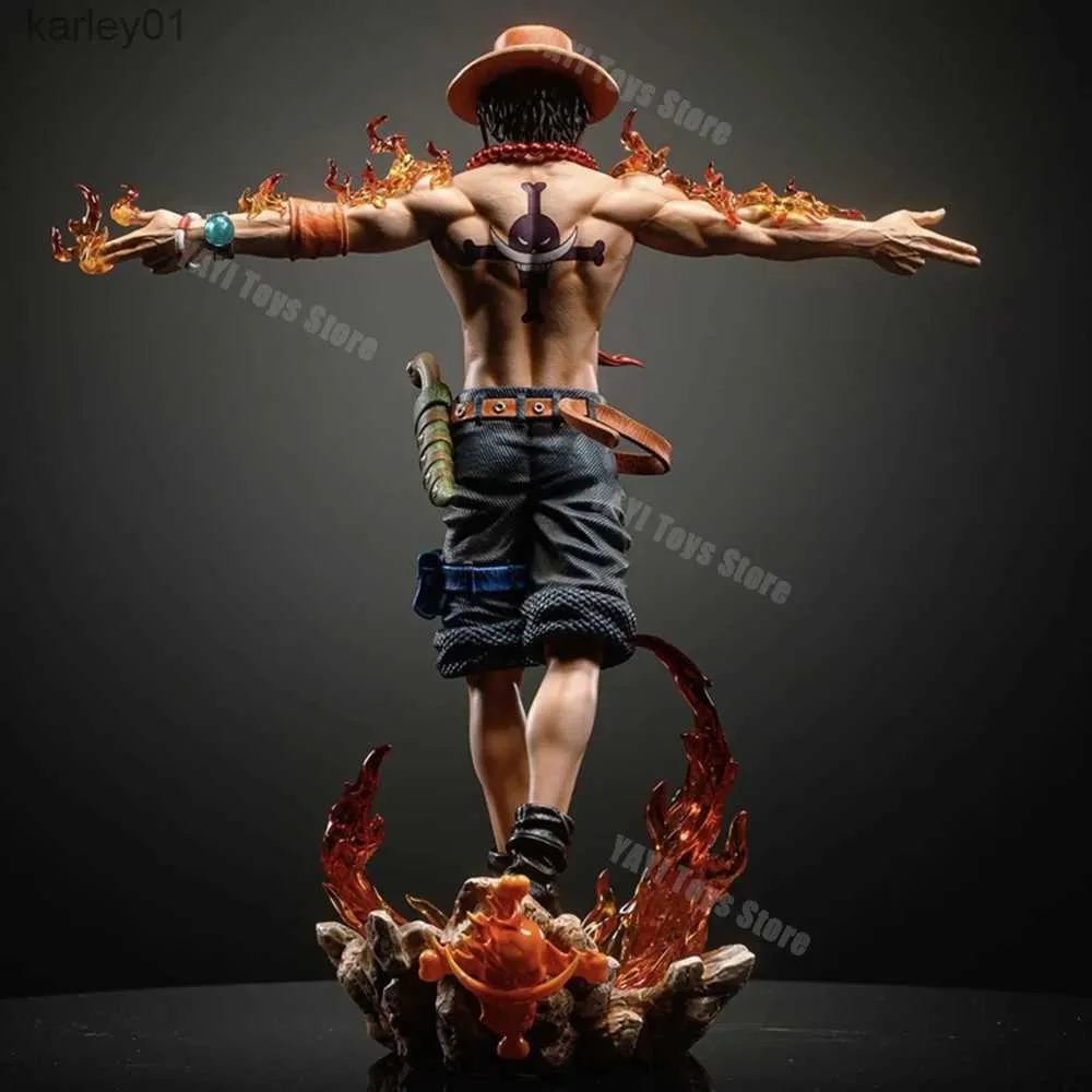 Anime Manga Hot 28 cm One Piece Anime Figure Portgas D Ace Figurines Gk Figurine Pvc avec Statue Lumineuse Modèle Decora Jouets Cadeau yq240325