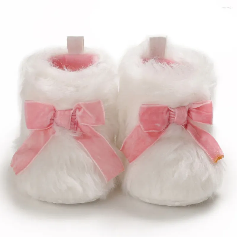 Stövlar mode baby flickor skor mjuk bekväm fjäril-knot solid vinter hålla varma första vandrare barn outwear