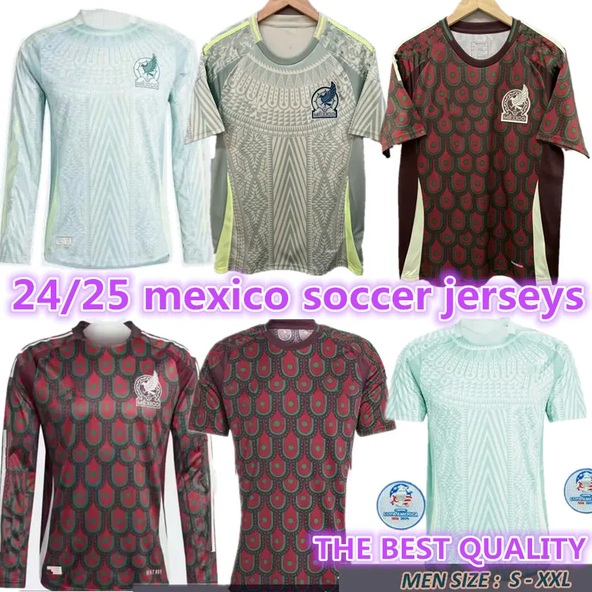 2024 Mexico Chicharito Mens Soccer Jerseys Short Long Long 24 25 H. Lozano A. Guardado Home Away Training Wear R. Jimenez National Elem