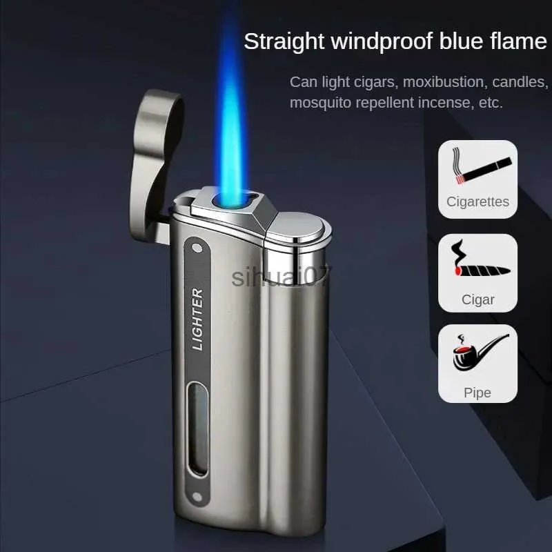 Lighters Butane Gas Lighter For Men Smoking Lighters Cigarette Accessories Inflatable Refill Windproof Lighter Unusual Gift Free Shipping 240325