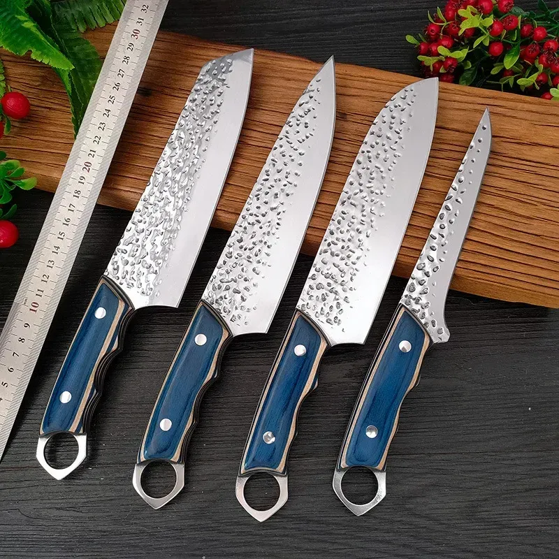 Knivar rostfritt stål smidd kockkniv boning slaktkött klavare frukt fisk som skär bbq verktyg japanska sashimi santoku kniv