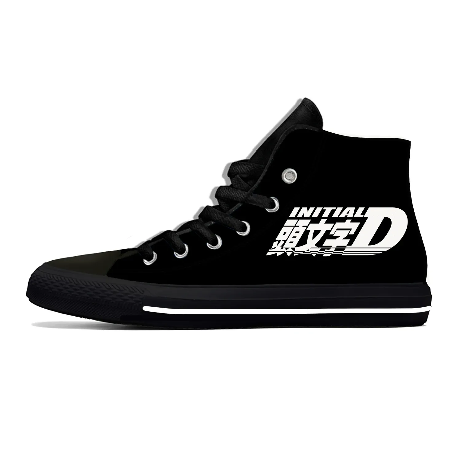 Skor japansk anime initial d höga topp sneakers män kvinnor tonåring hög kvalitet duk sneaker casual par skor anpassade sko