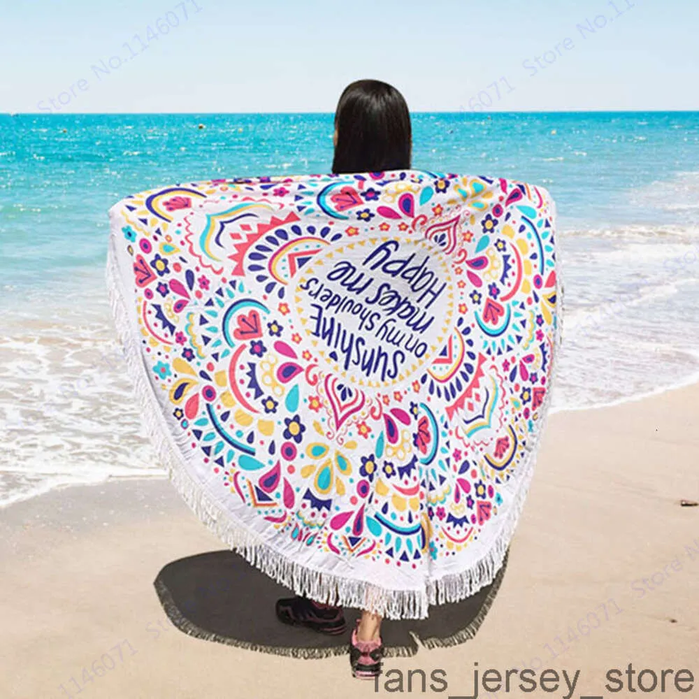 160 cm grote kleurrijke strandhanddoeken met kwastje Bohemen zwemmen badhanddoek brief print picknick servet Indiase mandala strand gooien tapijt