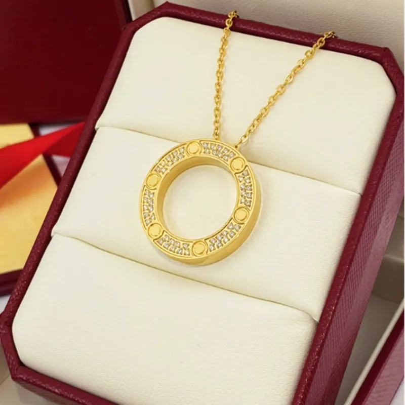 Necklace Women Man Jewelry Chain Pendant Necklaces High Quality Classic Fashionable Golden/Silver/Rose Gold 18K Gold Plated Stainless Steel Diamond Necklace