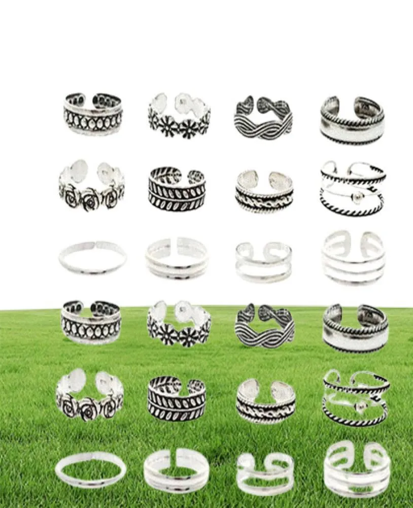 24pcsset Open Teenringen Verzilverd Teenringen Mode Strand Sieraden Accessoires Bohemen Stijl Voeten Teenringen6074430