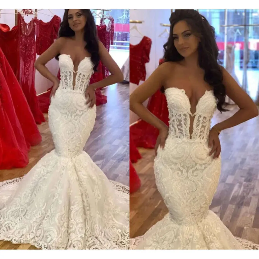 Vestidos de novia Mermaid sexy con cuentas vintage vintage beathear size playa bohemian bohemian bohemian gown capilla tren abierto