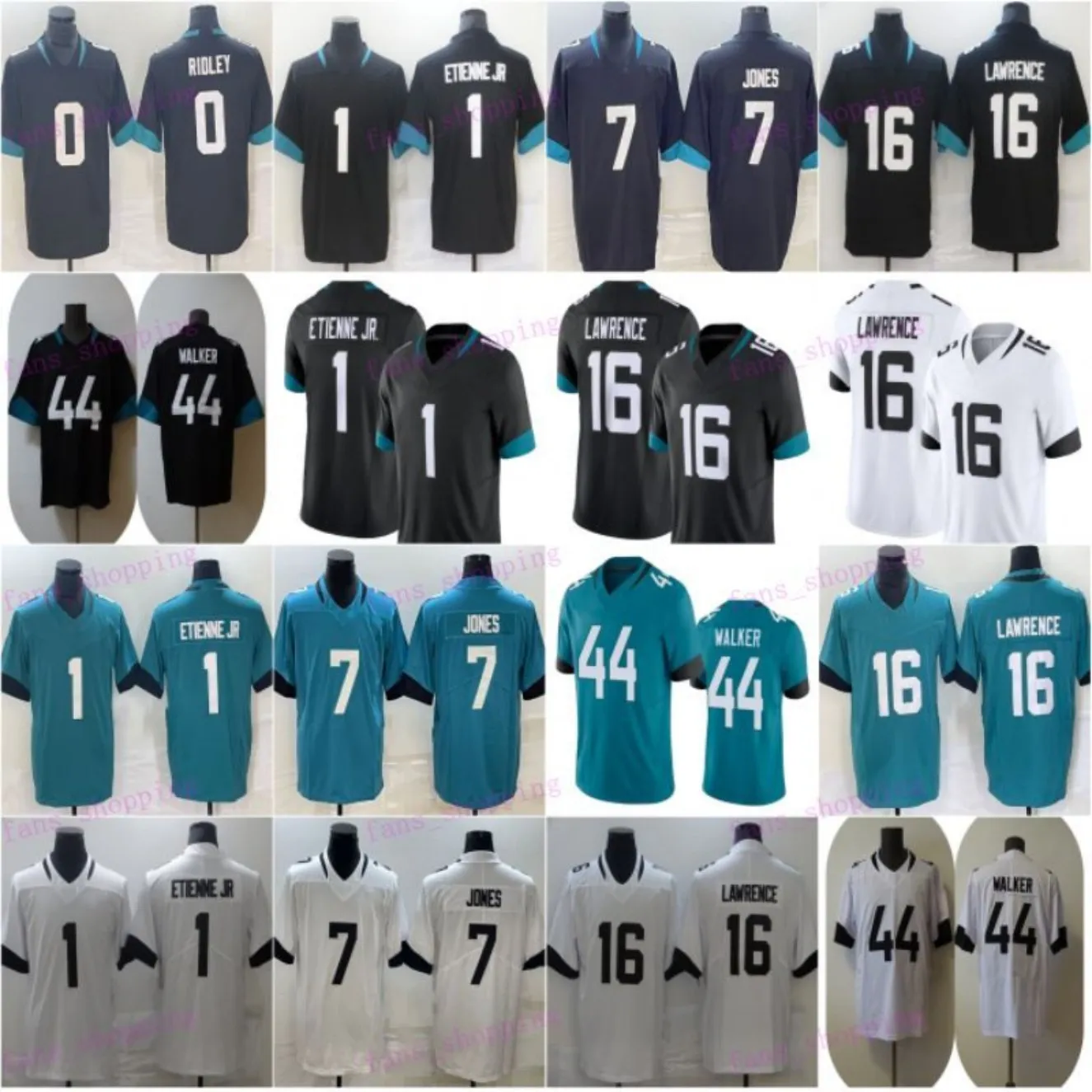 Trevor Lawrence 0 Ridley Travis Etienne Jr Football Jersey Travon Walker Black Teal White