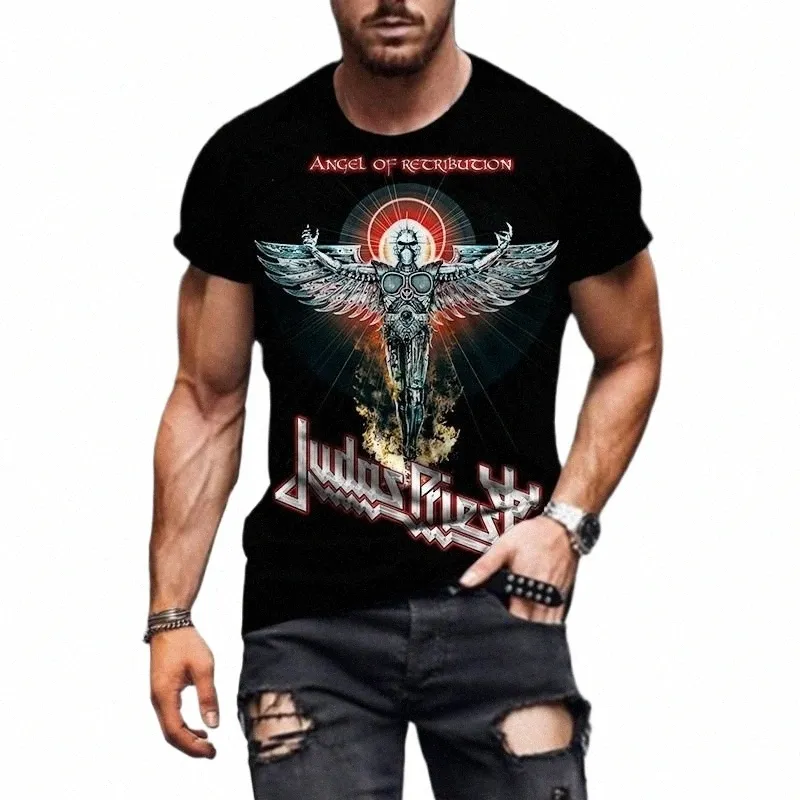 estate New Fi Hip Hop Rock Judah Pastor Band 3D stampato T-shirt da uomo Casual Trend Street Top manica corta u3Qq #