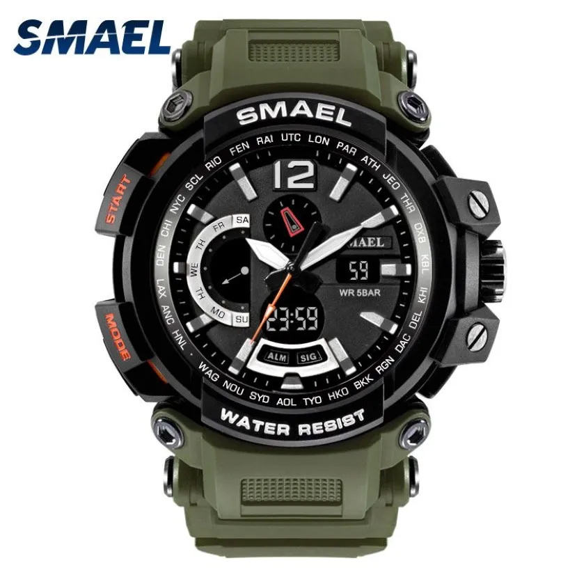 Smael Brand Men Watches Men Army Sport Army Sport ha guidato l'allarme orologio digitale Data 1702 Relogio Masculino Esportivo Militar2146