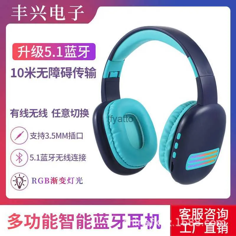 Słuchawki słuchawki Fengxing HZ-BT960 bezprzewodowe Bluetooth z ciężkim basem i Glow RGB dla komputera mobilnego H240326