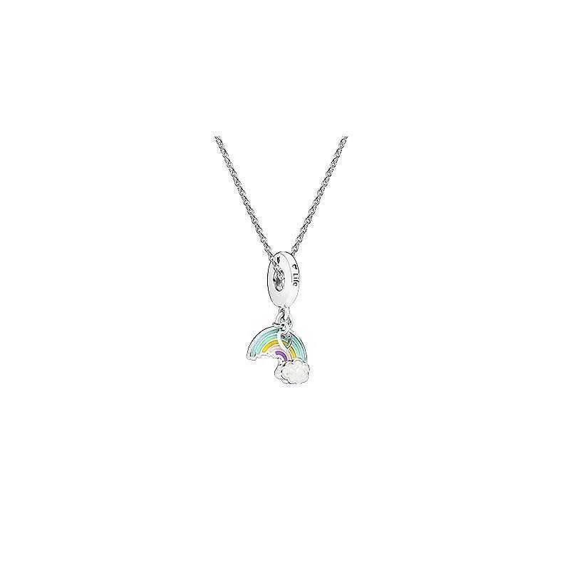 Pendant necklace sterling silver rainbow chain collarbone chain lover's zircon necklace light luxury high-end European and American style 2403254