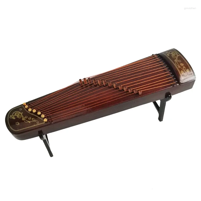 Estatuetas decorativas mini guzheng retro simulação instrumento musical 1:12 casa de bonecas ornamentos em miniatura modelo decorações paisagismo