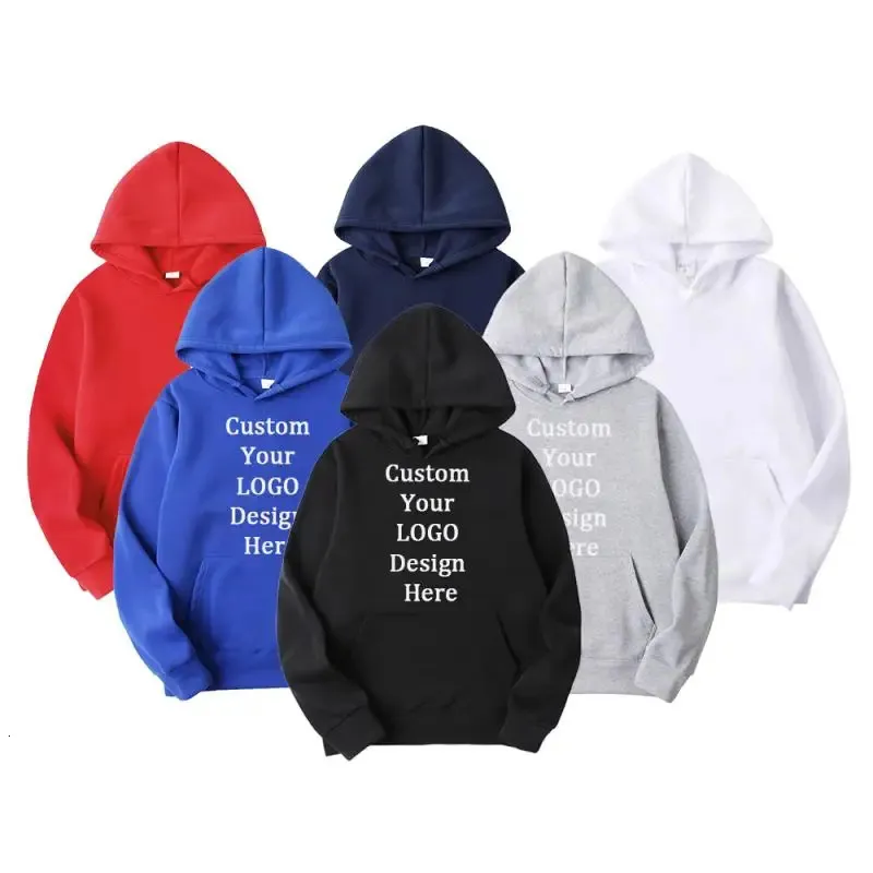 Männer Frauen Text Po Hoodie Herbst Winter Personalisierte Anpassen Sweatshirts Polluver Mode Unisex Fleece Sport Tops 240315