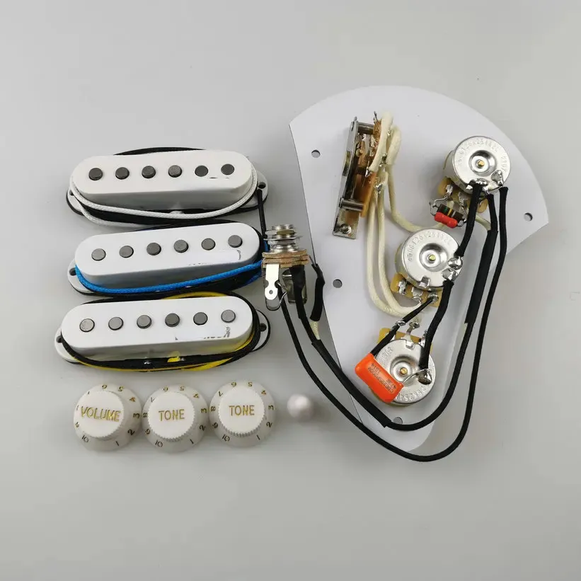 WVS Ainico5 Single Coil Pickups CTS Potentiometer Guitar Wiring Harness Pickup 1V2T 250K Pots Jack White Knob