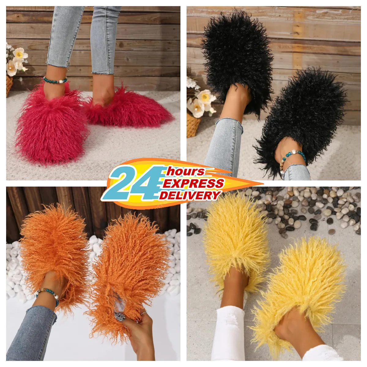 Slippers External Wear GAI Soft Bottom Home Women's Wholesale Flat Fur Fashion Autumn Furry Home Slippers maomao Ladies lovely cute Indoor Outdoor wear Eur 36-49