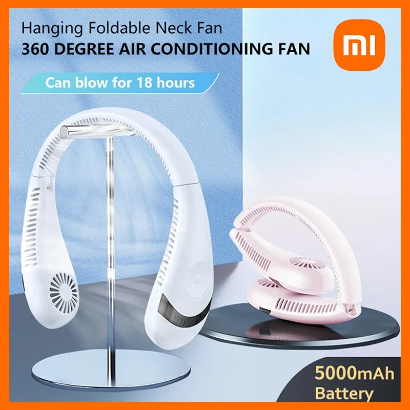 Fans Xiaomi Hanging Fan 5000mah Portable Air Conditioning Electric Fan Sport Folding Bladeless Ventilador Usb Rechargeable