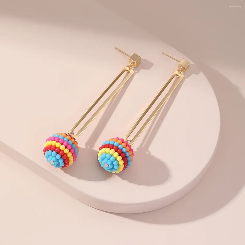 Dangle Earrings Fashion Mini Beads Ball All Match Colorful Hand Made Women Gift