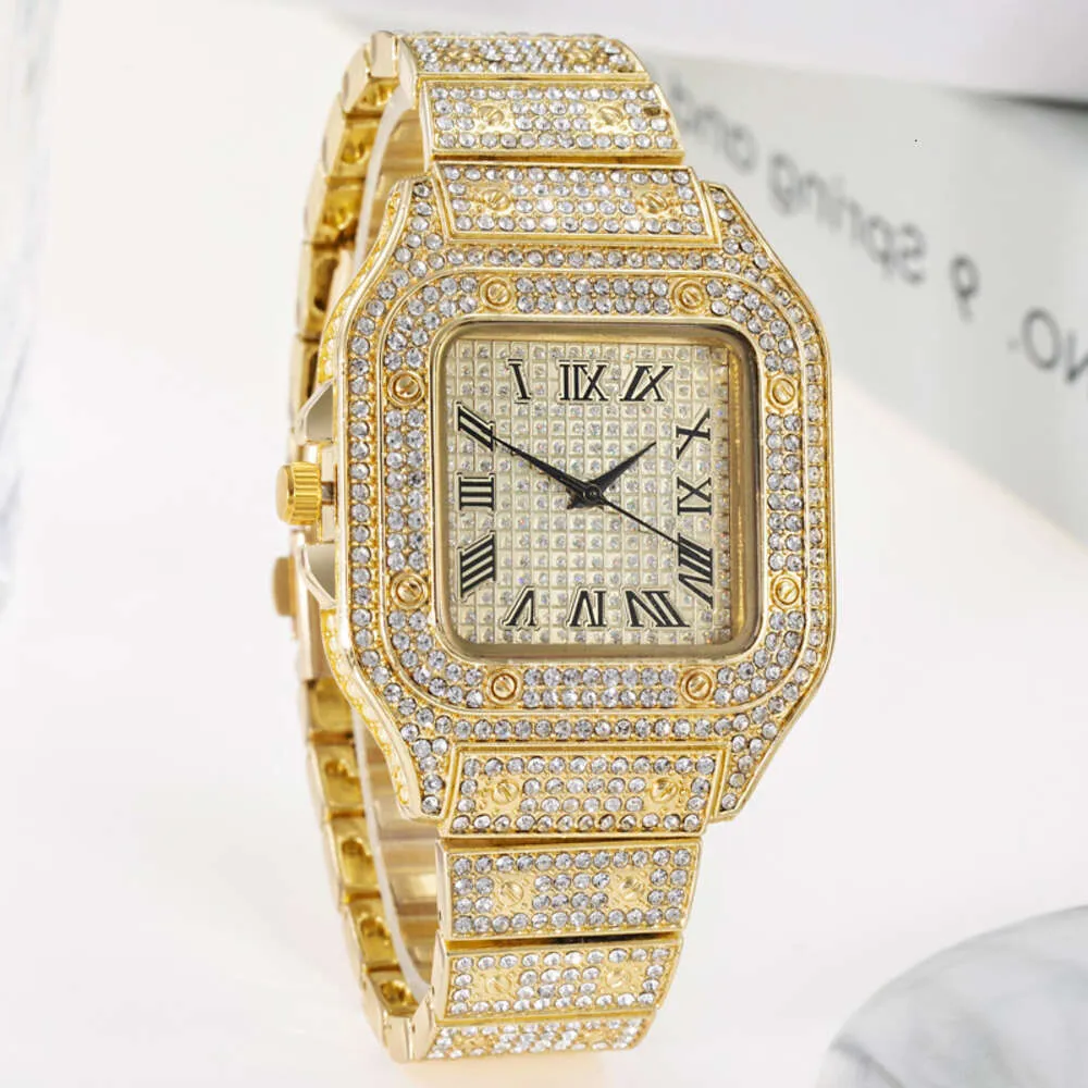 Hochwertige Luxusmenschen Watch Women Fashion Square Diamond Full Römische Skala Womens Quarz ITFP