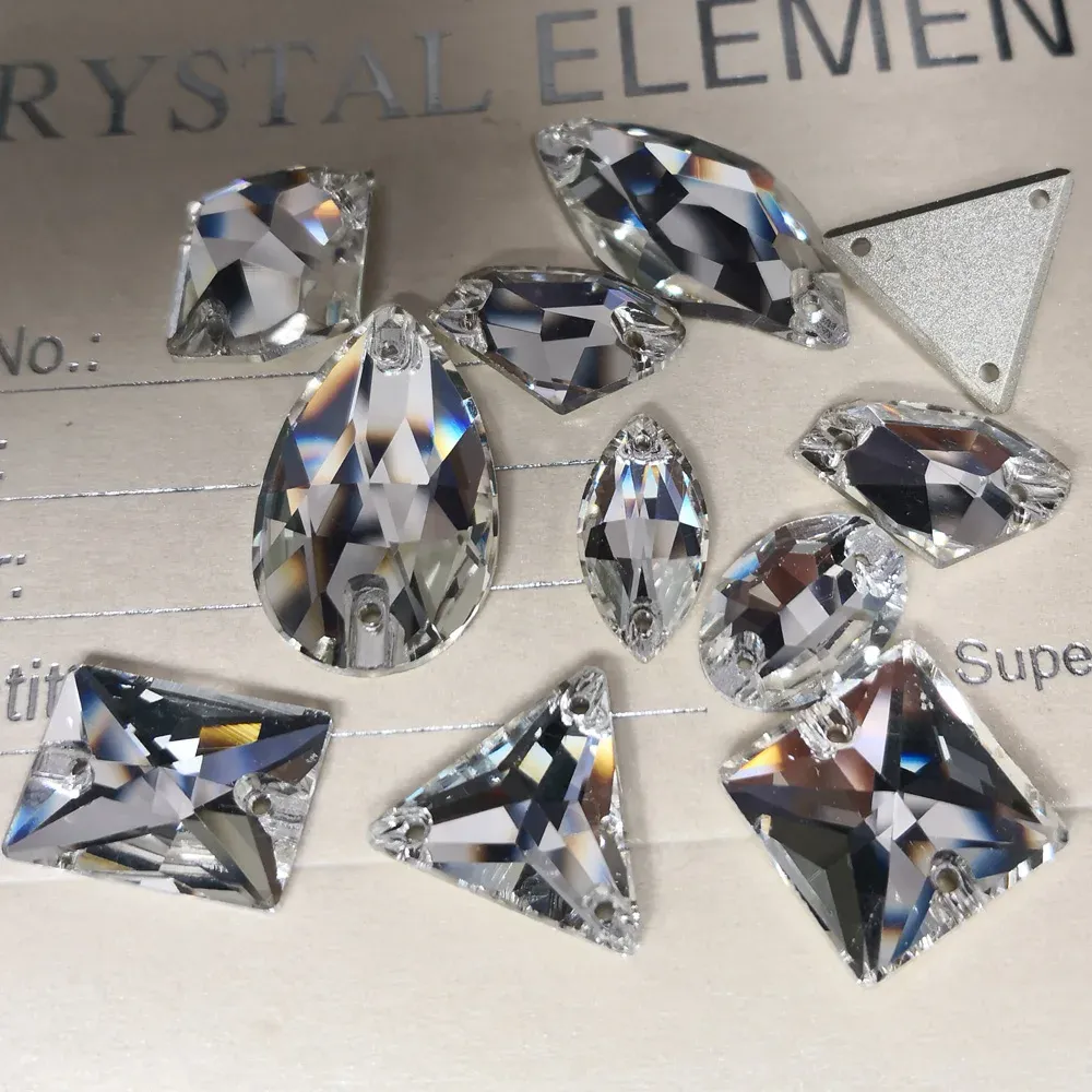 Bürsten Yanruo Rivoli Drop Square Nähen auf kristallklarem Strass Diy 2 Löcher Spiegel Nähen Flatback Strass Glas Nähen für Kleid