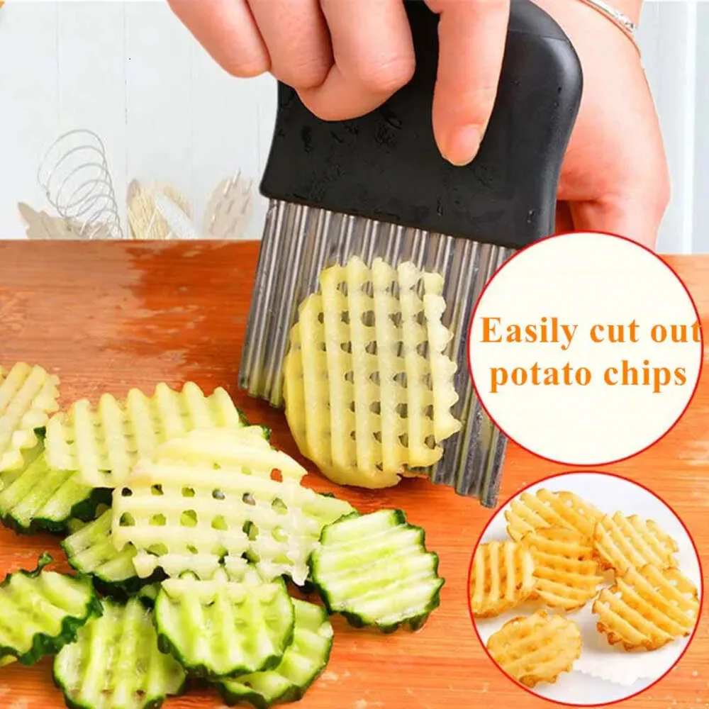 Potato Vegetable Fruit Cutter Tools & Chips French Fry Maker Peeler Cut Dough Kitchen Accessories Tool Knife Chopper Crinkle Wavy Slicer