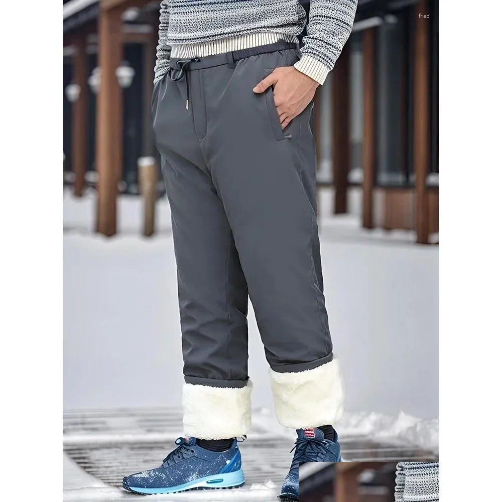 Pantalons pour hommes 2024 hiver épais épais doublé polaire pantalon thermique mâle droit décontracté neige chaud grande taille 8Xl livraison directe Ap Otoxz