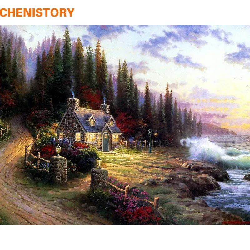 Number CHENISTORY Countryside Landscape DIY Painting By Numbers Home Wall Art Decor Modern Canvas Painting For Gift 40x50cm No Frame