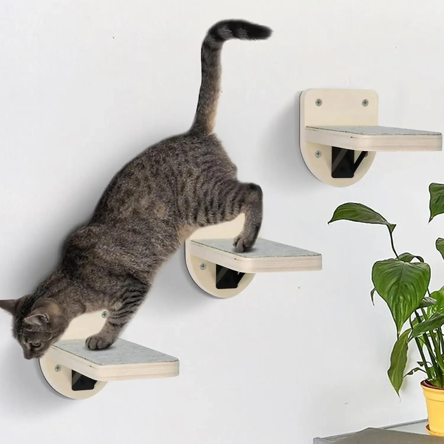 Когтеточки, 3 шт., настенная деревянная платформа для прыжков для кошек, мебель для домашних животных, игра и лазание, комнатная стена для кошек для котят