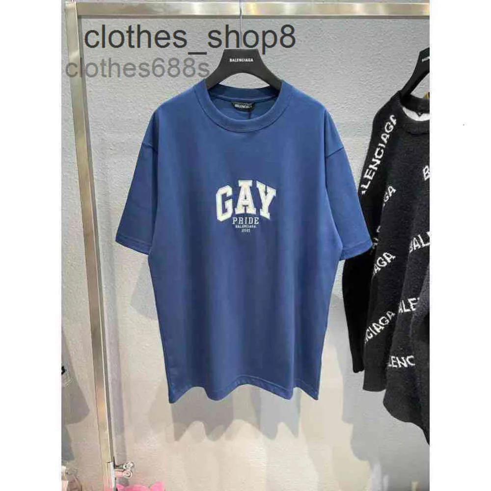 Herrskjortor designer balencigs t shirt tröjor mode korrekt version gay bokstav broderi par lös ärm m 7n3x ybak