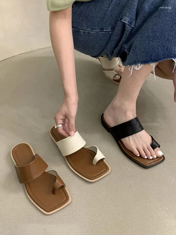 Tofflor Flat Shoes Female Woman's Rubber Flip Flops Luxury Slides 2024 Hawaiian Summer Designer Rom Basic Fashion PU WOM