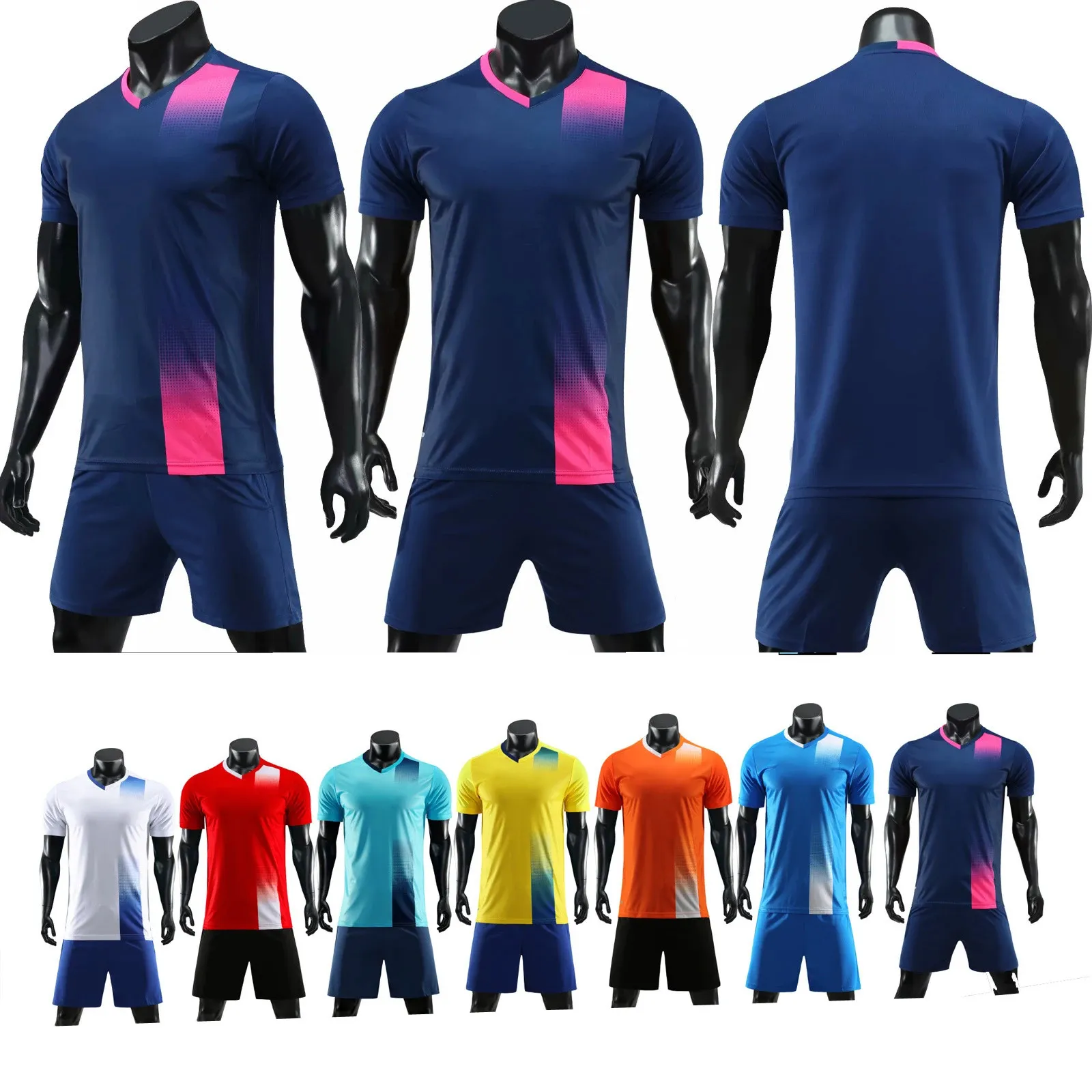 Voetbaluniform maatwerk kleding trainingsshirt Volwassenen en kinderen Voetbalkledingsets met korte mouwen 240318