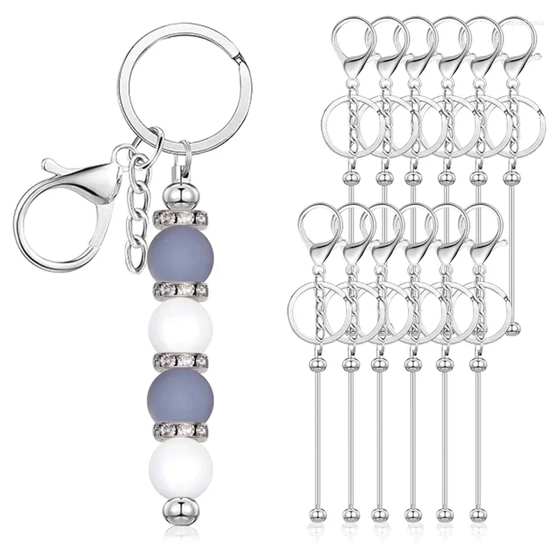 Keychains 12 Pcs Beadable Keychain Bars For Beads Blank Metal Beaded Jewelry Making Kit Kids