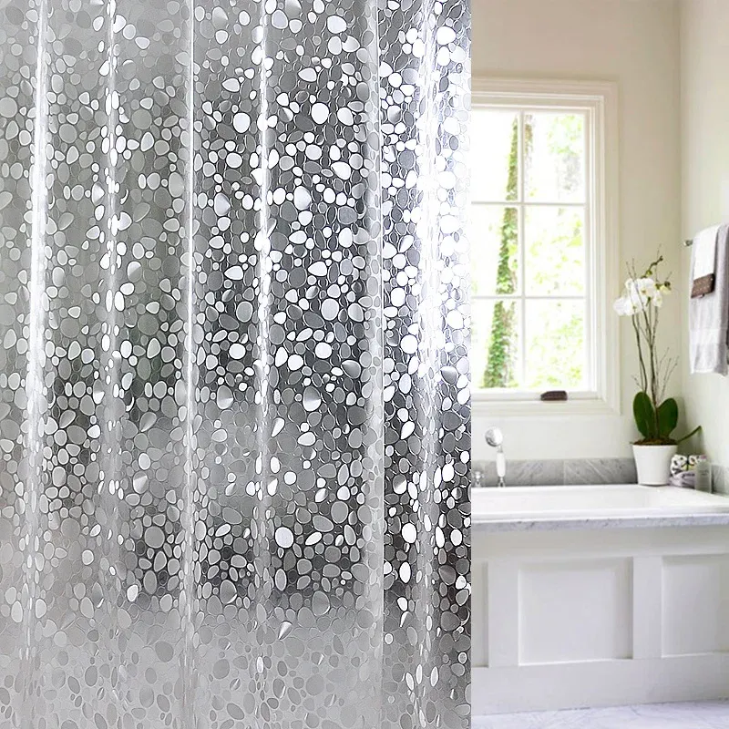 Rideaux 25%, rideau de douche imperméable en plastique PEVA 3d, rideau de salle de bain transparent blanc transparent, rideau de bain de luxe avec 12 crochets