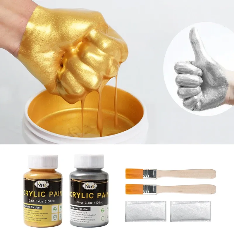 Boormachine 100 ml per fles gouden acrylverf diy metallic verf muurverf foguang goud waterdicht vloeibaar handschilderpigment