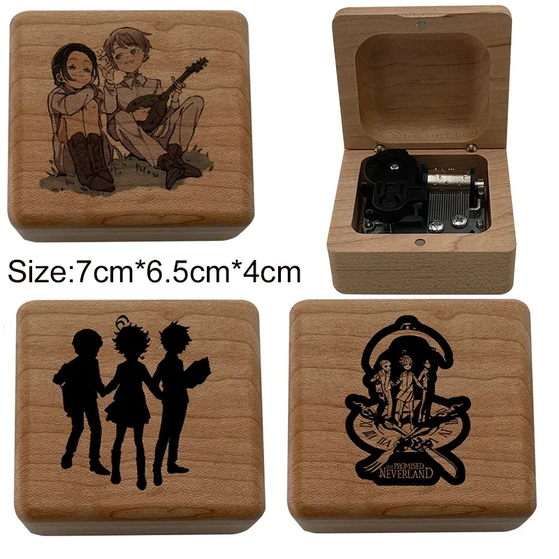 Lådor trä Isabellas vaggvisa den utlovade Neverland Music Box Mechanism Musical Box Gift For Anime Fans Students Gift Kids Toy