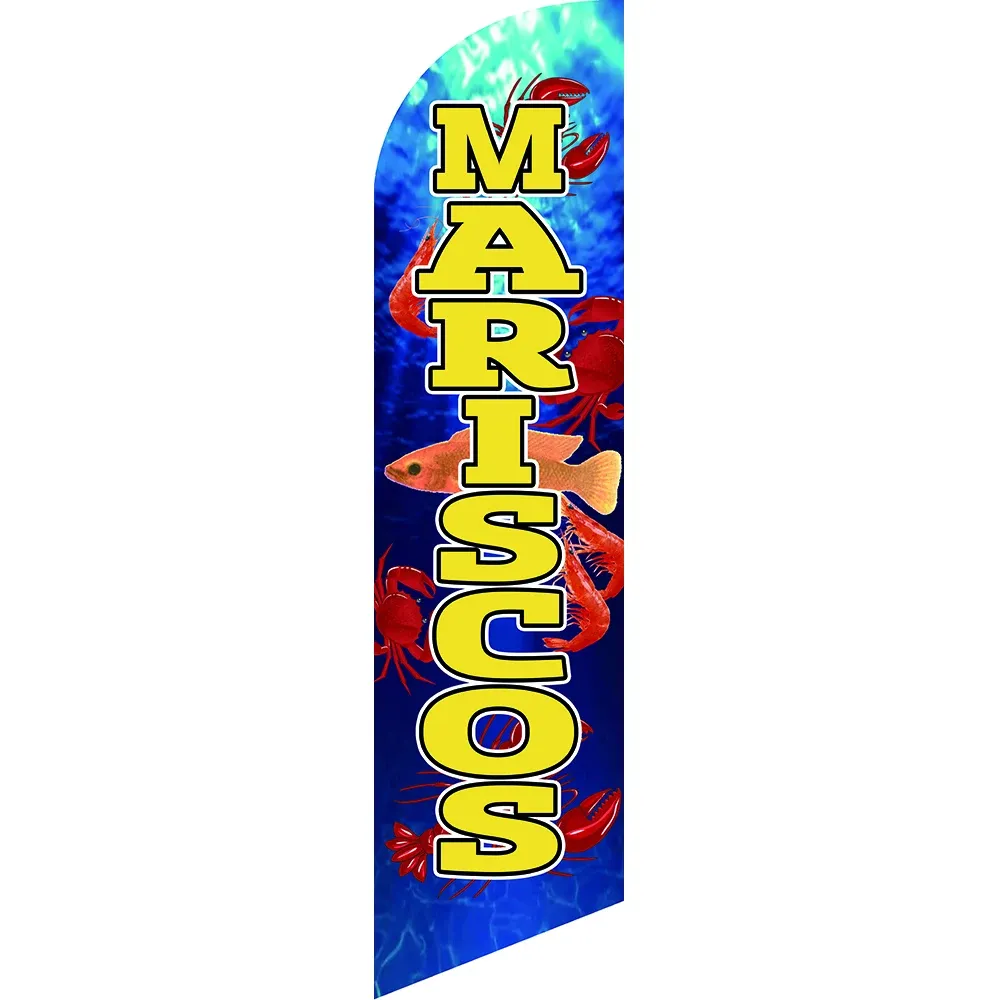 Accessories Custom Design Mariscos Knitted Polyester Beach Feather Flag Promotional Swooper Banner Without Poles And Base