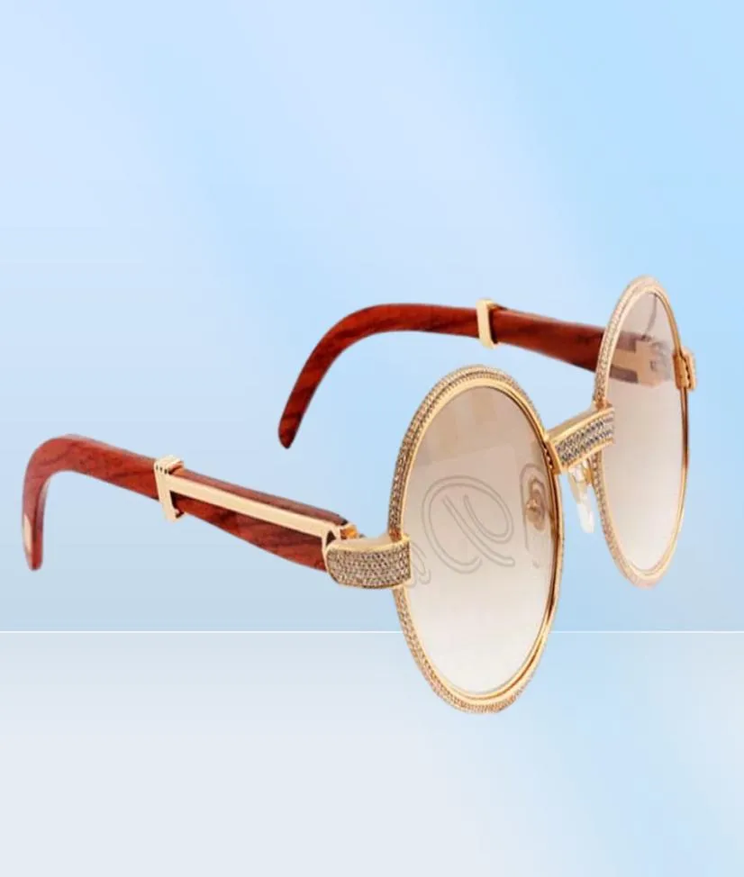 2019 new natural wood full frame diamond glasses 7550178 high quality sunglasses the entire frame is wrapped in diamonds Size 553726213