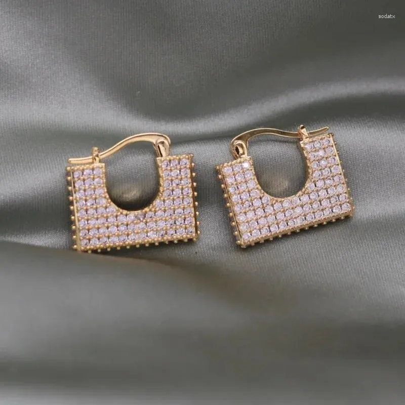 Orecchini a cerchio Design della Corea del Sud Gioielli di moda Placcato in oro Borsa quadrata con zirconi di lusso Accessori eleganti per feste PROM da donna