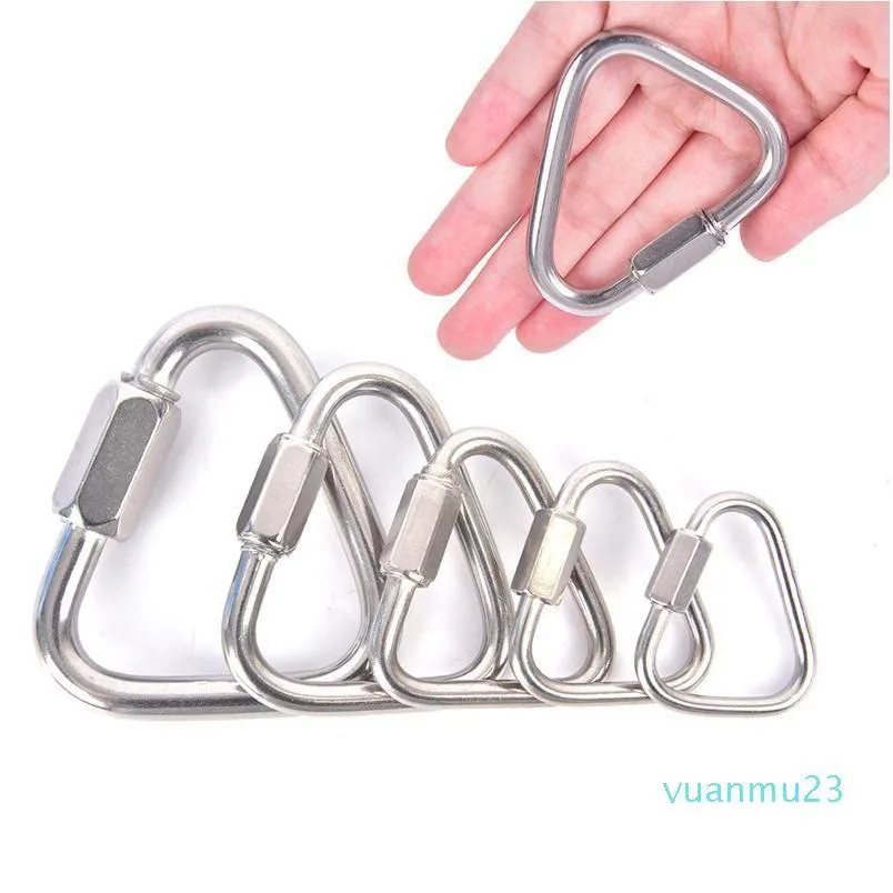 Carabiners Solid Triangle Carabiner ze stali nierdzewnej klęcznikowy klęcznik klęcznikowy zaczep klamra Bezpieczeństwo śruby do wspinaczki na skale wysokie jlludq dro OT97P