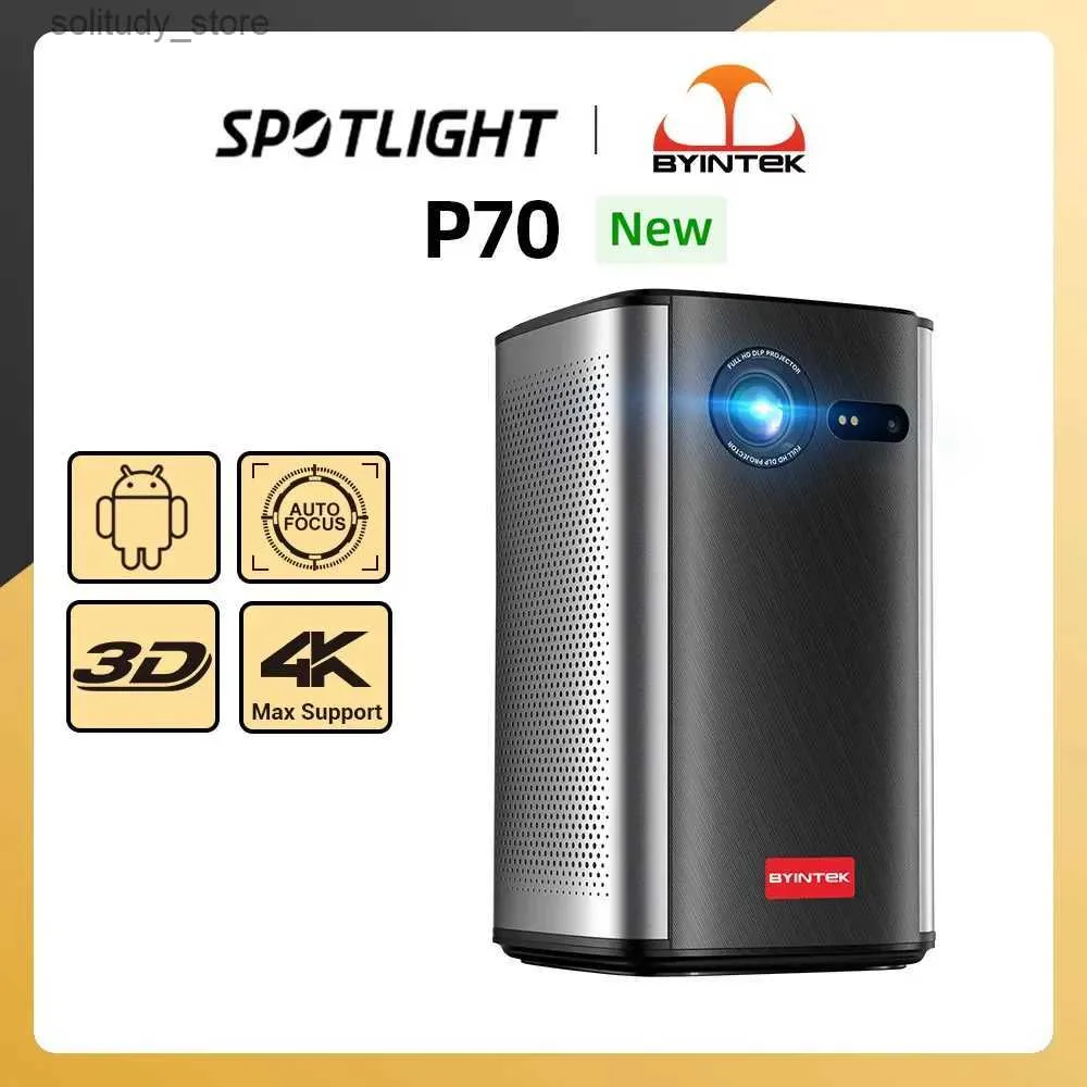 Andere projectoraccessoires Byintek P70 3D 4K Mini Cinema Smart Android WiFi Portable 1080p Home Theatre Video LED DLP -projector met batterij Q240322