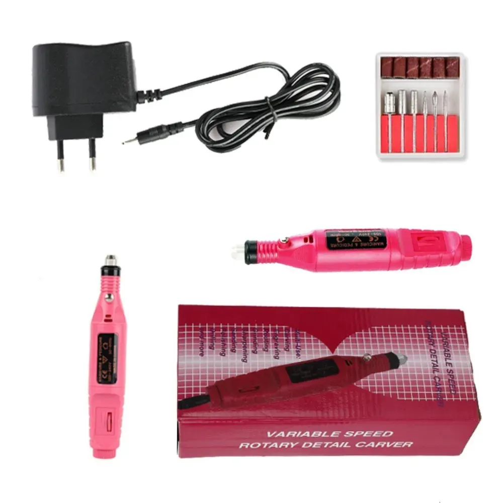 Professionnel électrique perceuse à ongles Machine ensemble limes à ongles forets Gel dissolvant de vernis à ongles Portable équipement de polissage 240321